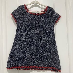 Hanna Andersson Toddler Girl’s Knit Navy Dress, Red Trim Size 80cm/18-24 Months